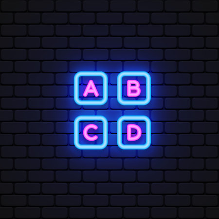 Abc neon icon, great design for any purposes. Vector illustrationのイラスト素材