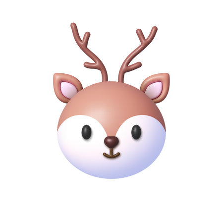 Deer icon in 3d style on white background. Vector icon illustrationのイラスト素材