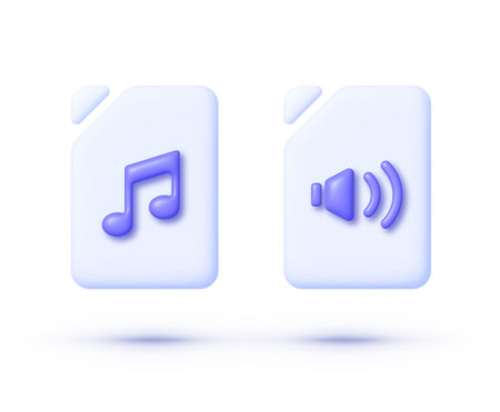 Audio file in 3d style on white background. Play sign. Vector illustration designのイラスト素材