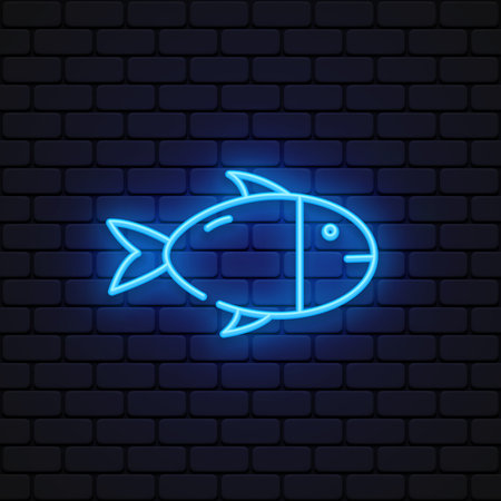 Fish neon icon on light background.のイラスト素材