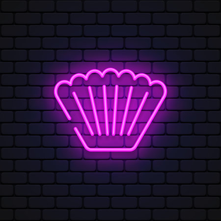 Shell icon neon, great design for any purposes. Vector illustrationのイラスト素材