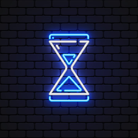 Hourglass neon icon. Time concept. Vector illustration for design websiteのイラスト素材