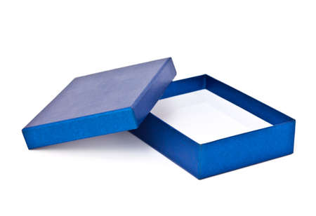 opened box isolated on white backgroundの写真素材