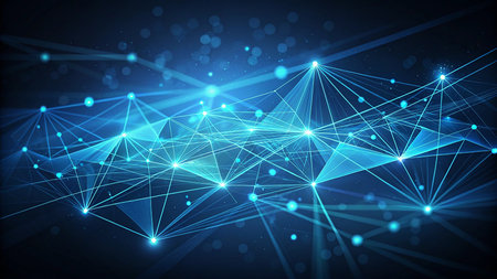 Abstract polygonal space low poly dark background with connecting dots and lines. Connection structure. 3d renderingの素材