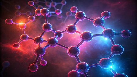 Molecular structure background. 3d rendering, 3d illustration.の素材