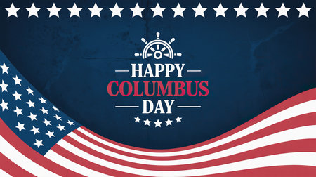 Happy Columbus Day background with flag of USA. Vector Illustration.の素材