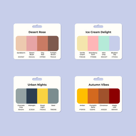 Desert Rose Ice Cream Delight Urban Nights Autumn Vibes  HEX Color Palette Bundle