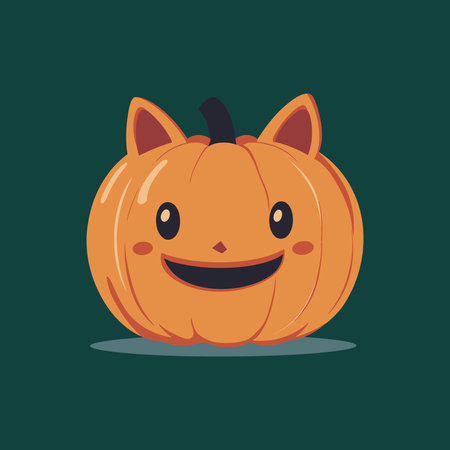 AI GeneratedÂ Adorable pumpkin with cat ears a cute halloween illustrationのイラスト素材