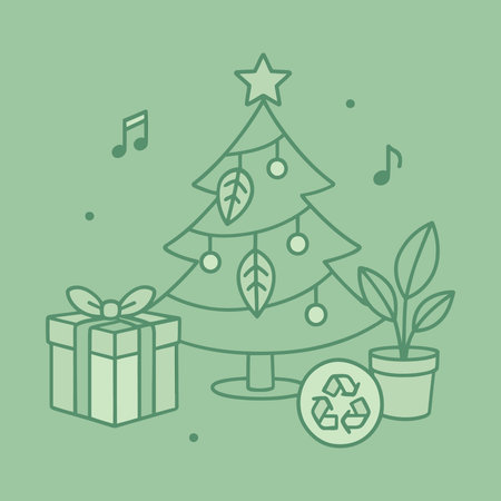 Eco friendly christmas tree with gift and recycling symbolのイラスト素材