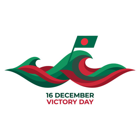 Bangladesh victory day celebration with national flag and wavy designのイラスト素材