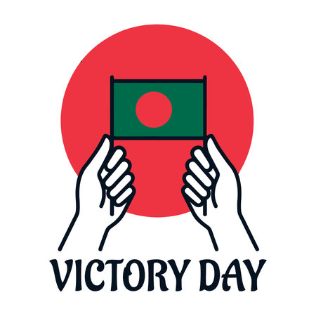 Hands holding bangladesh flag celebrating victory dayのイラスト素材