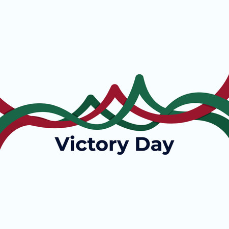 Victory day celebration with red and green wavy linesのイラスト素材