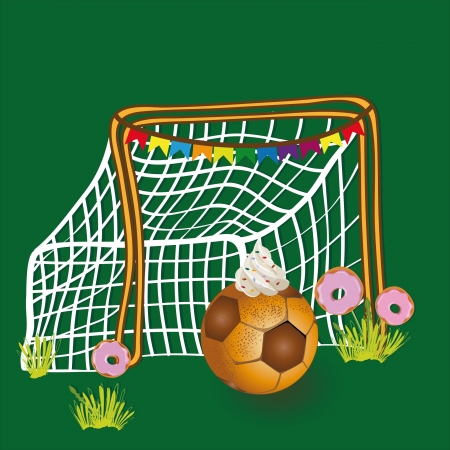 Soccer ball net, which is depicted in the form of a pie, about grid grow donuts のイラスト素材