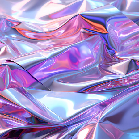 abstract Modern pastel holographic background 80s Crumpled iridescent foil texture Synthwave...