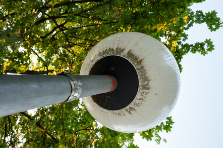 The white ball of a lamppost in the park. Lamppost in the park.の写真素材