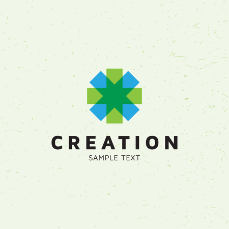 Creation Star Cross Logo template. Abstract colorful plus logotype design. Vector Letter X iconのイラスト素材