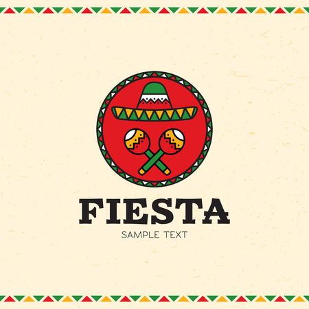 Mexico Fiesta Logo design template. Vector mexican sombrero and maracas logotype iconのイラスト素材