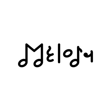 Melody  design template. Graphic music notes icon, sign and symbol. Modern audio illustration isolated on background. Sound label for musical shop, studio, companyのイラスト素材