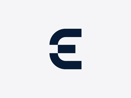 Letter E icon design template. Alphabet label for branding and identity. Lettering linear emblem sign isolated on background. ABC typeface character symbol illustrationのイラスト素材