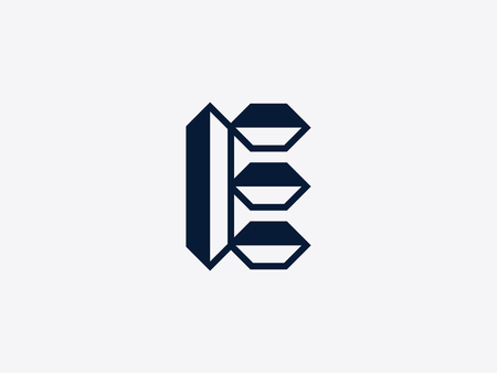 Letter E icon design template. Alphabet label for branding and identity. Lettering linear emblem sign isolated on background. ABC typeface character symbol illustrationのイラスト素材
