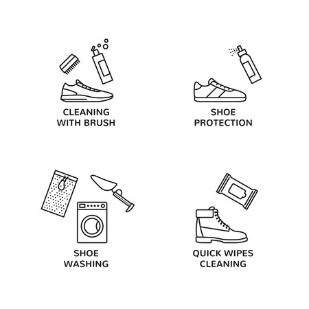 Sneaker Cleaning design template set.のイラスト素材