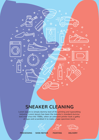 sneaker cleaning icon template set.のイラスト素材