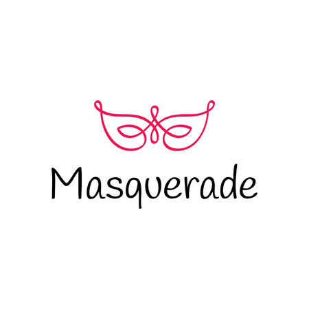 Masquerade logo design template. Vector carnival party illustration background.  Mardi Gras icon symbol. Beautiful festive concept with maskのイラスト素材