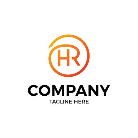 HR company letter template. Vector human resources illustration background. Typography monogram label in circleのイラスト素材