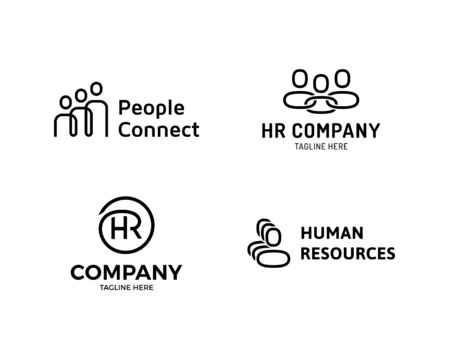 Vector HR design template set. Human resources collection with people icons. Creative employee concept idea. Line creative team work illustration backgroundのイラスト素材