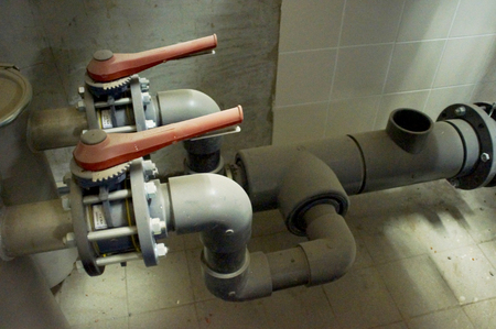 plastic pipes for water, construction and repair, the connective channel Pipes for water in a stackの写真素材