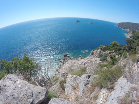 around our planet, the horizon of the sea in the form of the globeの写真素材