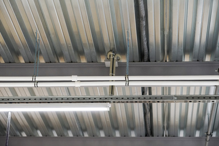 installation of lighting fixtures suspended ceiling and Lighting equipmentの写真素材