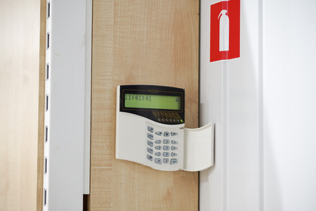 installation of security in the enterprise puts the camera on the ceilingの写真素材