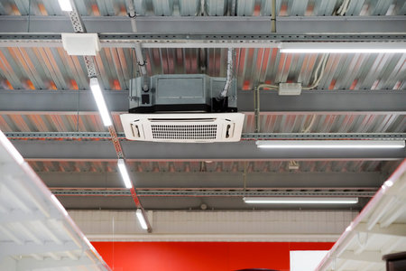 installation of air conditioning and a suspended ceiling Air conditioning system on the ceiling