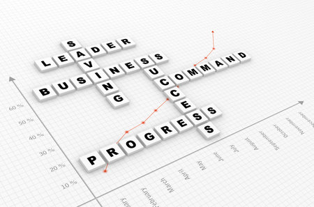 Business graph moving up. Scrabbleの写真素材