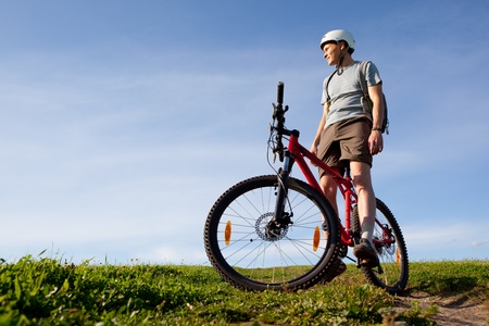 Men on mountain bike.の写真素材