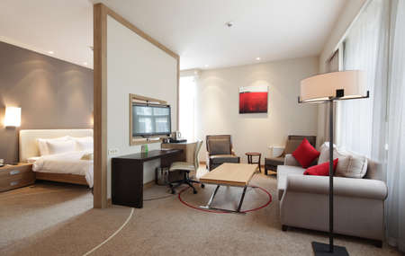 Sochi, Russia - October 5 2014 Cozy Hotel Suite Divided into Zonesのeditorial素材
