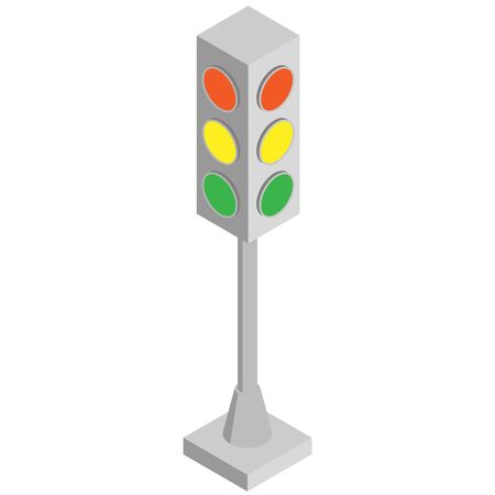 Vector isometric illustration of street traffic lights for traffic controlのイラスト素材