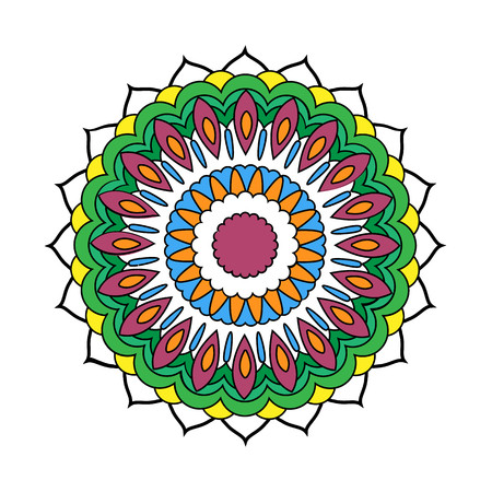 Vector illustration of mandala circle, round, coloredのイラスト素材