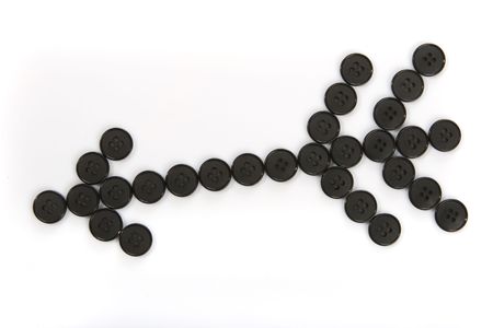 The arrow from buttons on white backgroundの写真素材