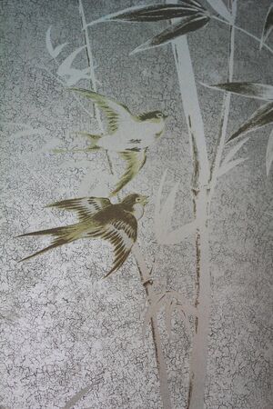 Classical wall-paper with a bird 1の写真素材