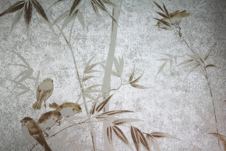Classical wall-paper with a bird 3の写真素材