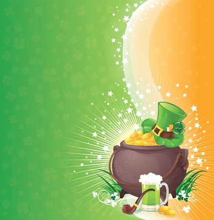 Saint Patrick's Day background with symbols of Irelandのイラスト素材