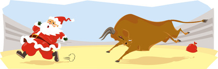 Funny cartoon displayed Santa on corridaのイラスト素材