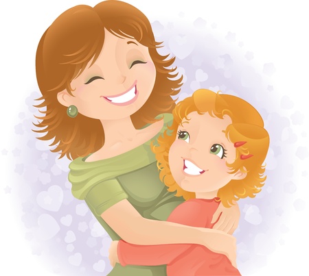 Little girl hugging her mother. Great for Mother's day.のイラスト素材
