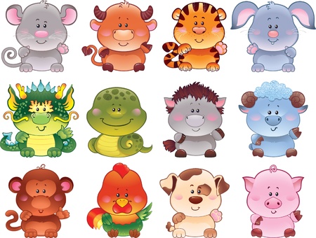 Symbols of Chinese horoscope  のイラスト素材