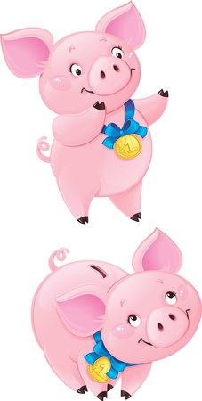 Funny piggy bankのイラスト素材