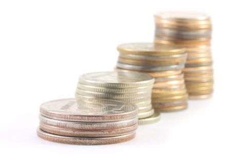 a stack of money isolated on white