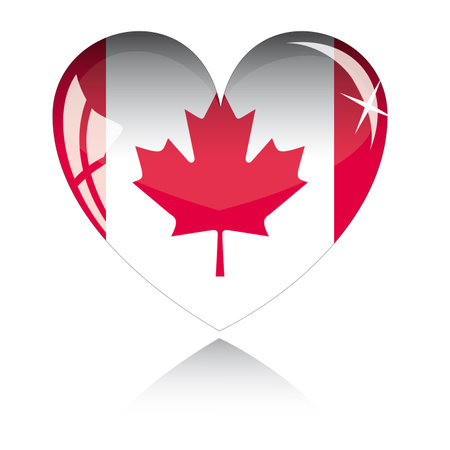 heart with Canada flag texture isolated on a white background.のイラスト素材