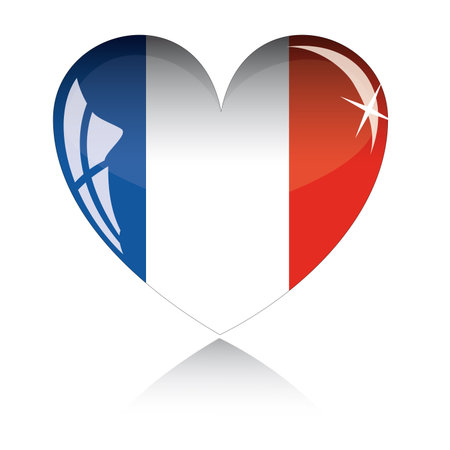  heart with France flag texture isolated on a white background.のイラスト素材